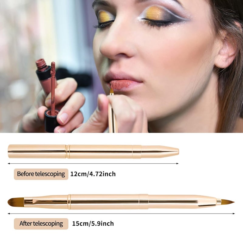 Unaone [2 Pack] Lip Brush for Lipstick, Retractable Lip Brushes, Dual-ended Makeup Brush for Lipstick Lip Gloss, Include Lid - Image 2